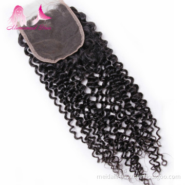 4*4 Hair Extension Closure Brazilian 100% Weave Kinky Curly Wave, Natural Hair Color Kinky Curly Lace Closure